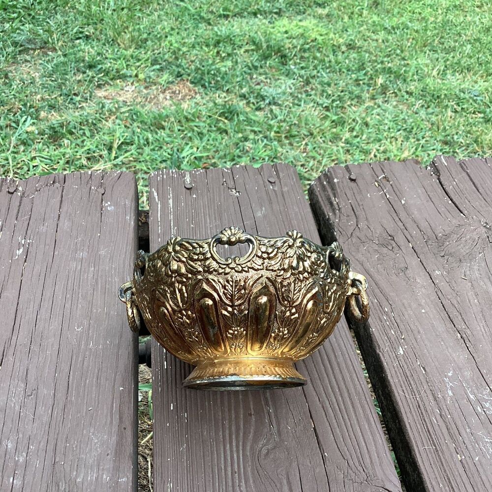Vintage Raymond Silverware Brass Footed Decorative Bowl Or Candy Dish W/ Handles - Picture 2 of 6